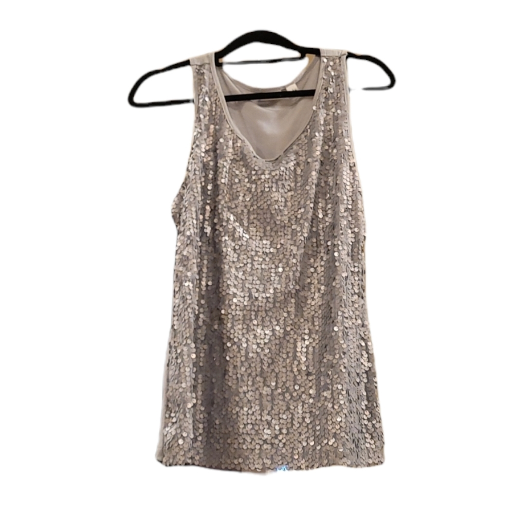 CATO sequined gray sleeveless tank top. Plain gray on the back. Size Lar…